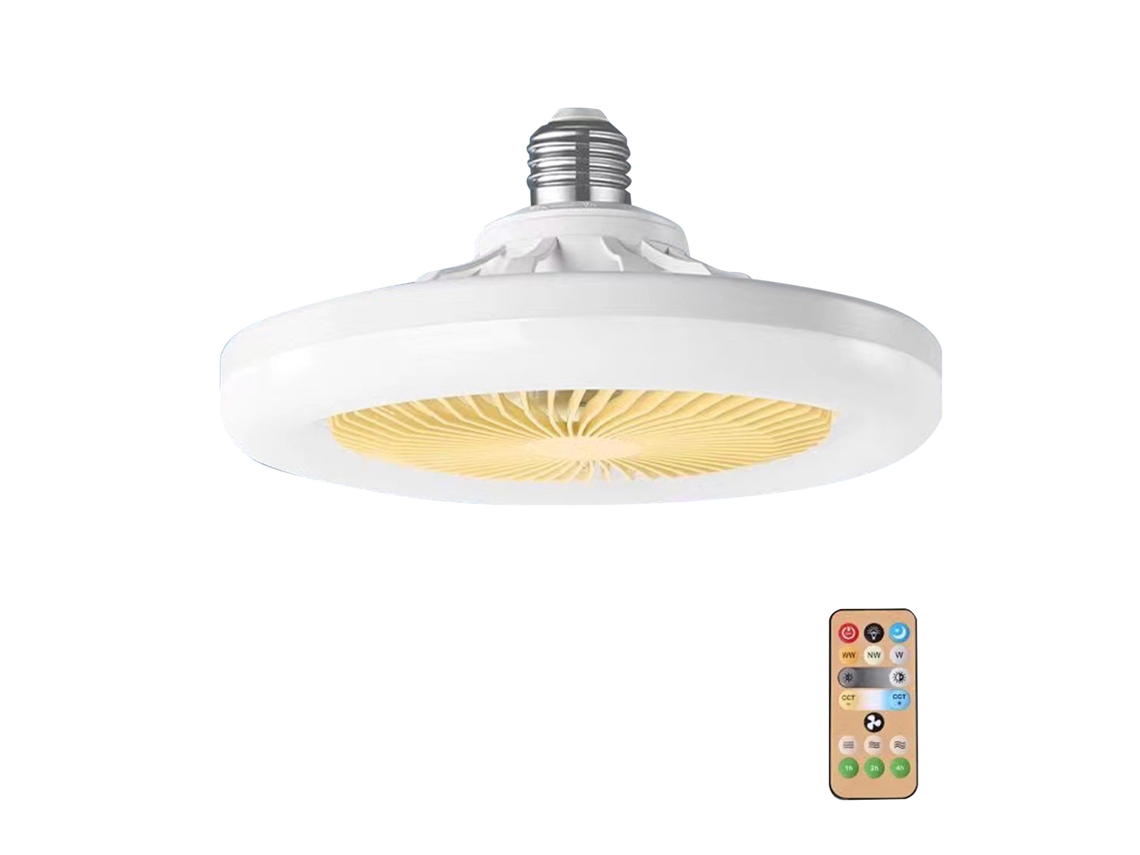 Ventilador de techo silencioso con lámpara y 3 velocidades para uso doméstico.