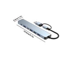 Concentrador USB C de 7 puertos y 1 estación de acoplamiento versátil para portátiles, práctico adaptador multipuerto para portátiles, base de expansión de 5 Gbps Chennnls