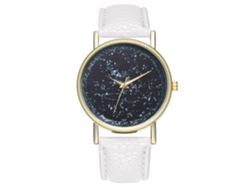 Reloj De Cuarzo Con Correa De Cuero Pu Unisex Estilo Fashion Dial Universo (blanco)