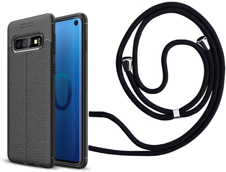 Funda Samsung S10 Rugged Leather con Collar Negro