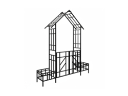 Relaxdays: Arco Para Rosas Con Puerta, 2 Jardineras, Entrada Y Jardín, 247 X 204 X 43 Cm, Metal, Negro