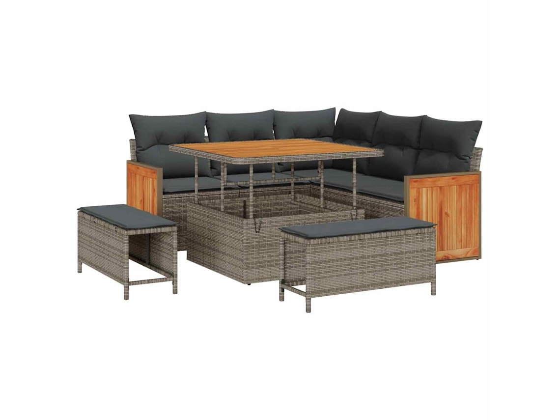 Maison Exclusive - Conjunto De Sofás De Jardín 9 Pcs Gris Ratán Sintético