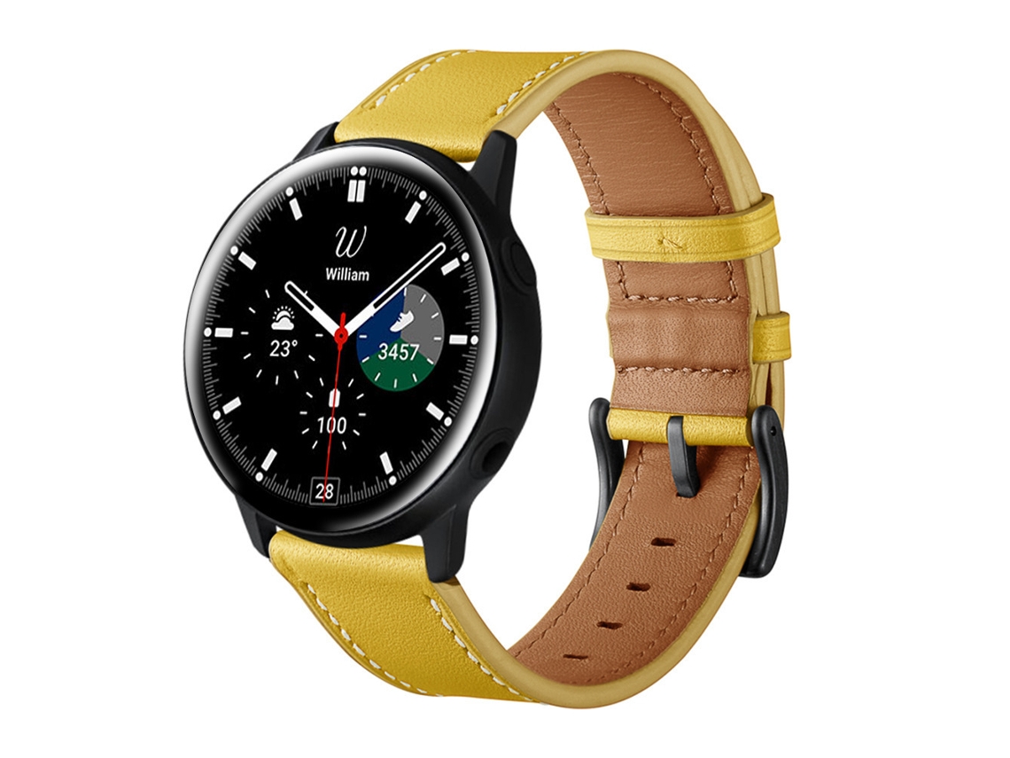 Correa de cuero amarillo XIAOMOYU para Samsung Galaxy Watch 41/42 mm, 20 mm