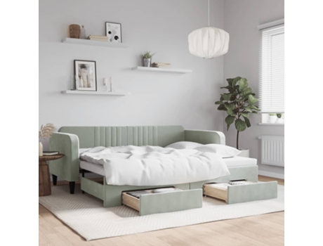 Sofá cama MAISON EXCLUSIVE nido con cajones terciopelo gris claro 90x200 cm