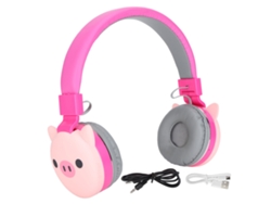Auriculares Bluetooth 5.0 Con Micrófono Para Niños Con Diseño De Animales Adorables Y Diseño De Cerdito Rojo.