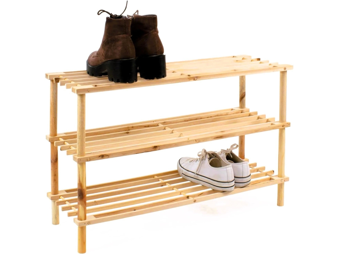 Zapatero de Madera 3 Niveles, Organizador Armario para Zapatos Estante zapatera Habitación o Pasillo COSHANO