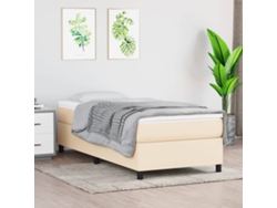 Cama Box Spring Con Colchón Tela Color Crema 80x200 Cm