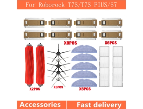 Accesorios para aspiradoras Xiaomi Roborock T7S T7SPULS S7, cepillo principal, filtro Hepa lateral, bolsa de polvo, cargador de tanque de agua, pie...