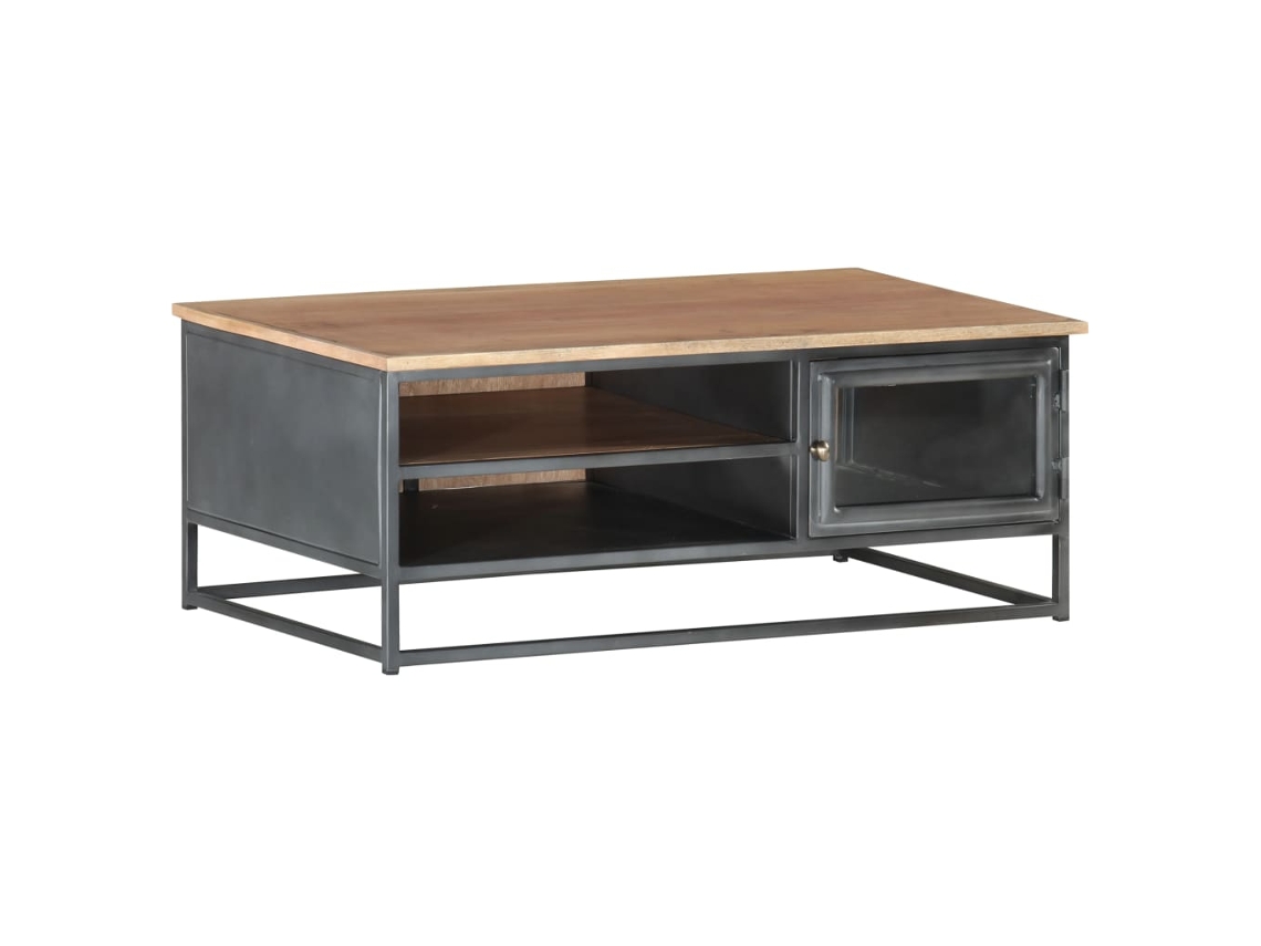 Mesa de Centro de Apoyo 90X50X35 Cm Madera de Acacia Maciza Gris