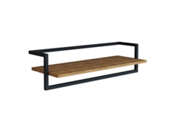 Perchero mural Evje con estante acero 80x30x20cm - Efecto Madera/Negro [EN.CASA]