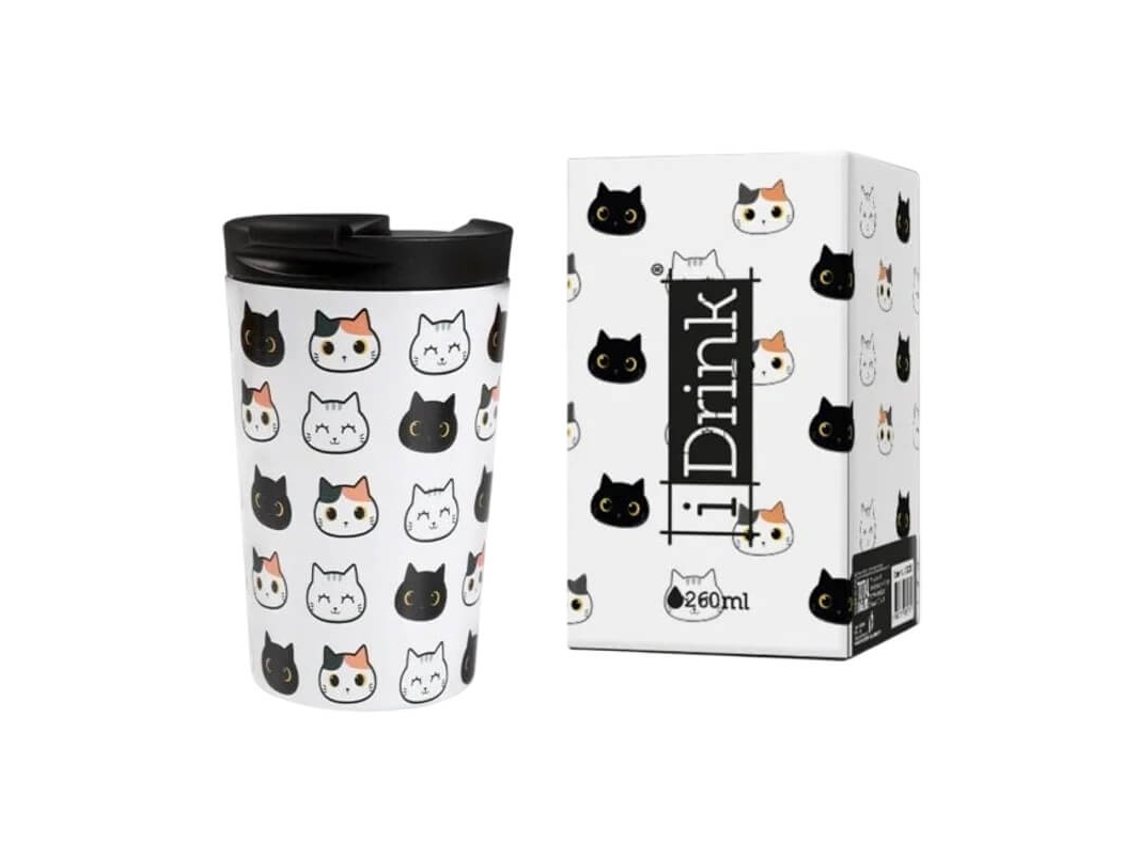 Vaso térmico de viaje de 260 ml. I Drink Cat, color blanco