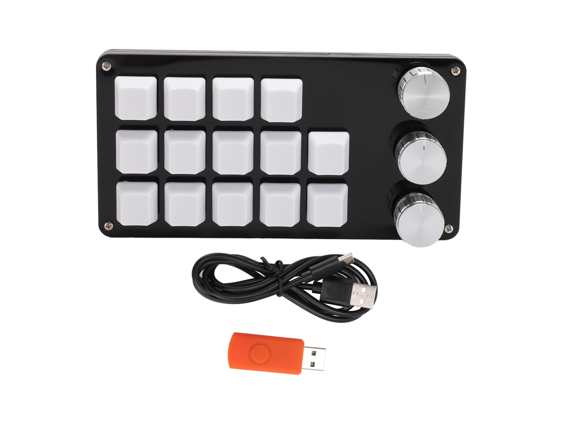 Teclado Mecânico Programável 14 Teclas 3 Botões Rotativos Hot Swappable Interruptor Azul Para Gaming E Escritório