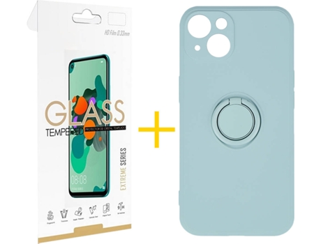 Carcasa + 1 Protector de Vidrio iPhone 13 Mini SKYHE Gel O-Ring Verde Agua