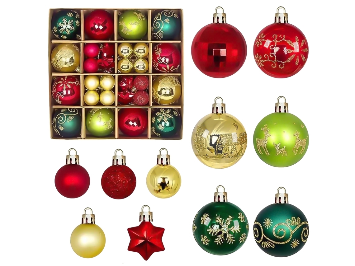 Juego de 44 bolas navideñas, adornos para árbol, ergonómicos, para uso diario STELASPLEN