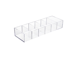 Organizador de maquillaje acrílico con divisores para exhibición (27x10x7cm) Kofihety