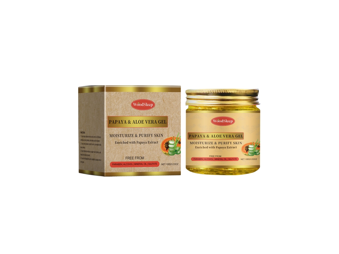 Gel hidratante de papaya y aloe vera para la piel con hidratación intensa.
