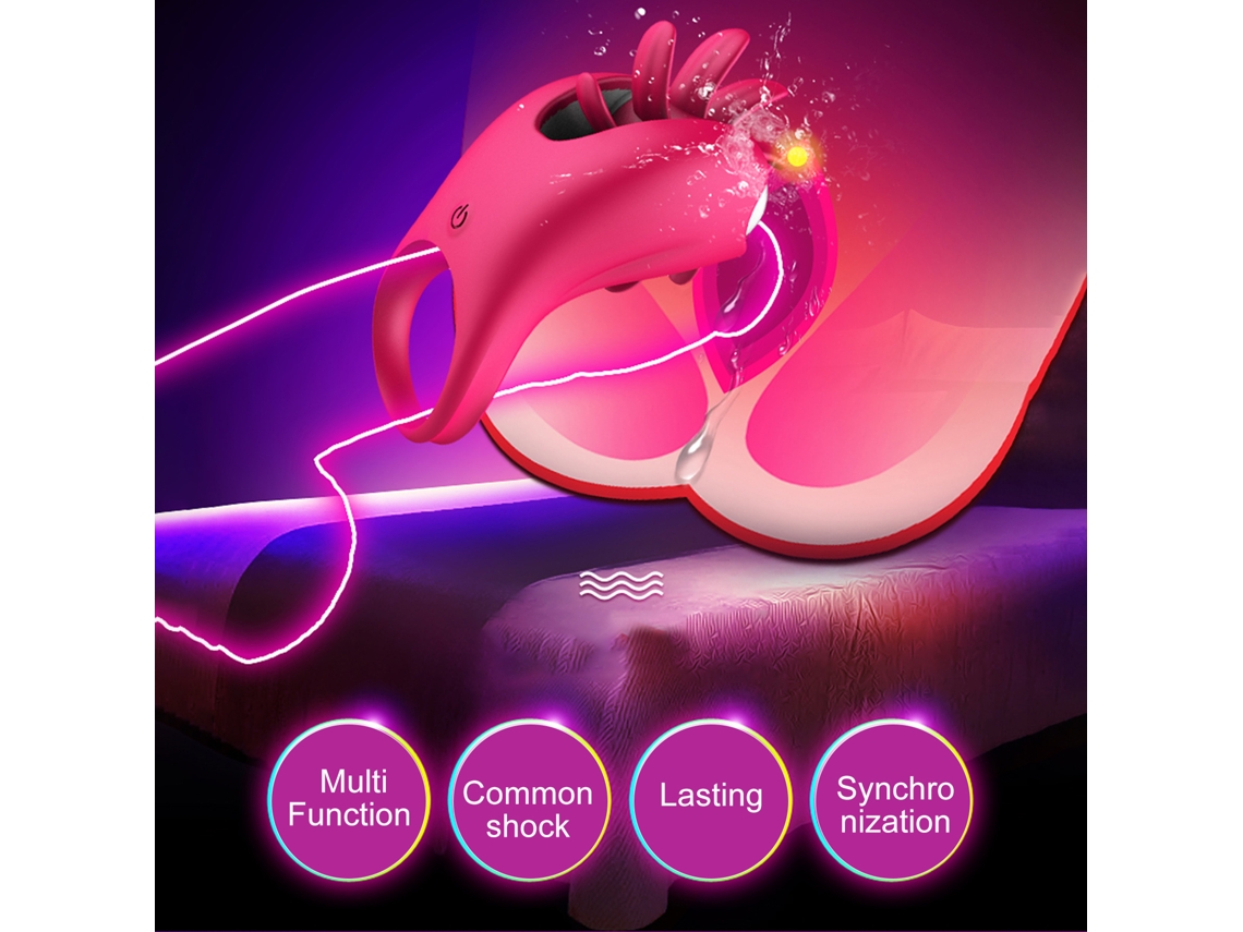 Anillo Vibrador De Pene Con Licking Para Parejas Estimulador Clítoris Juguete Sexual Adulto