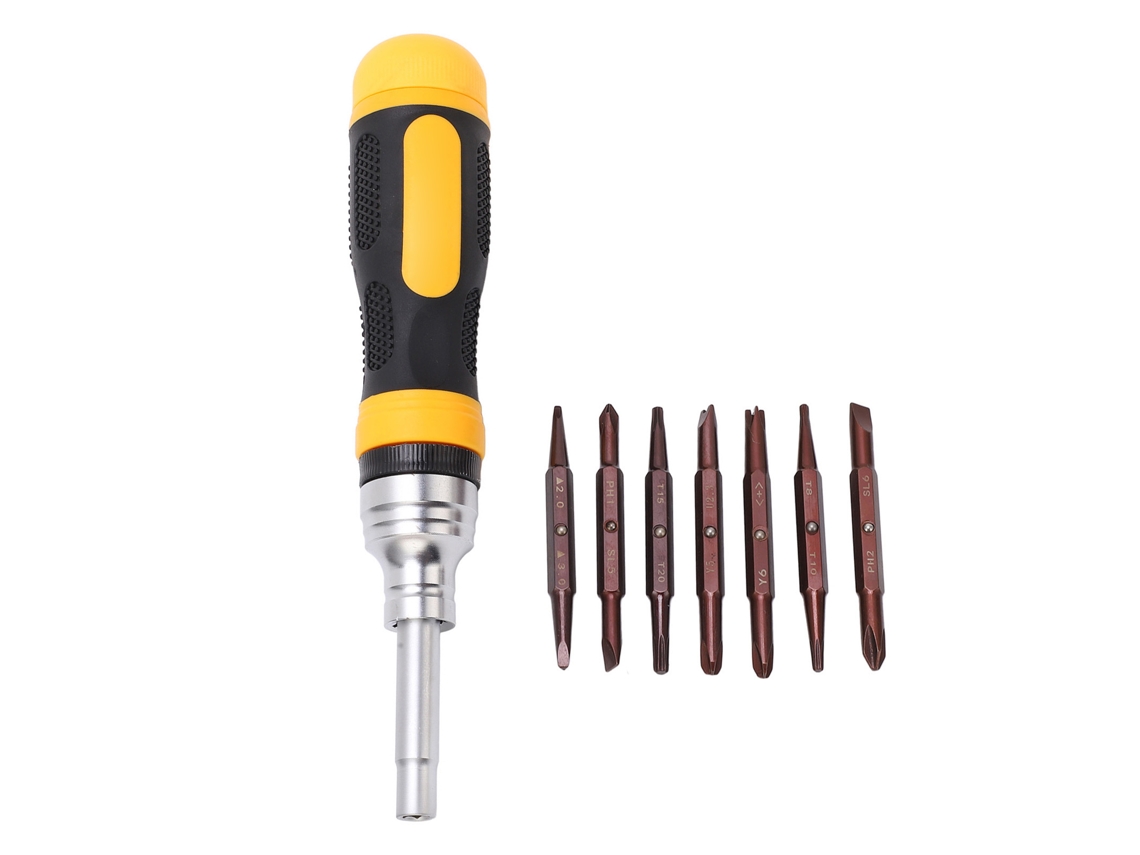 Juego De Destornilladores Multifuncionales Con 7 Piezas, Puntas De Alta Dureza Y Mango Ergonómico Antideslizante.