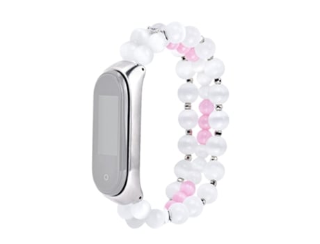 Correa de cuentas trenzadas perlas de ópalo para Xiaomi Mi Band 4/3 - blanco
