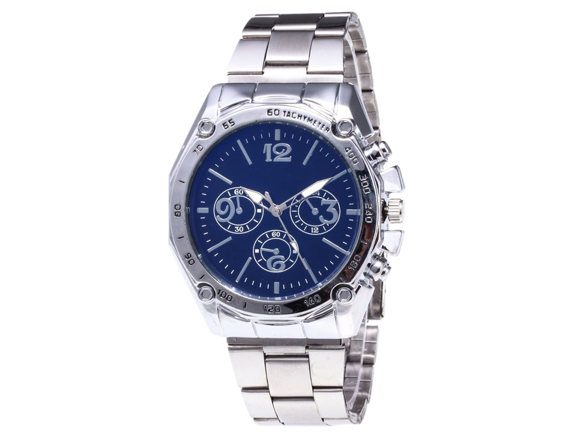 Reloj De Cuarzo Con Correa De Acero, Dial Redondo, Moda, Para Parejas (azul Plateado)