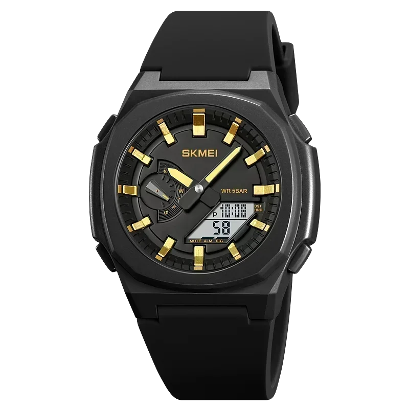 Reloj De Pulsera Impermeable Para Hombre Con Función De Cuenta Atrás, 5 Alarmas Y Visualización De Fecha (negro, Dorado, Blanco).