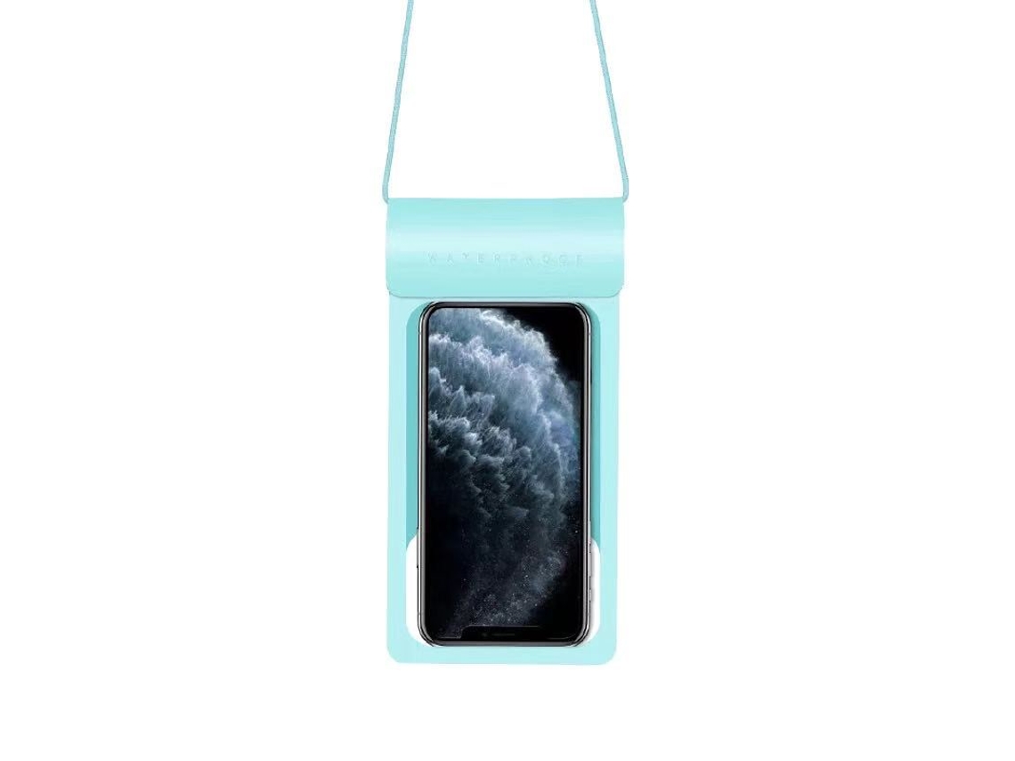Funda impermeable de TPU para teléfono móvil, ideal para nadar y bucear, fabricada en cuero sintético. Azul claro - Extra grande.