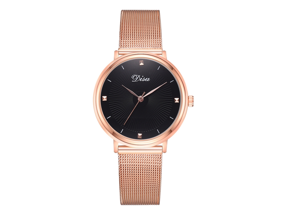 Reloj De Pulsera Analógico De Cuarzo Para Mujer Con Correa De Malla De Aleación (negro)
