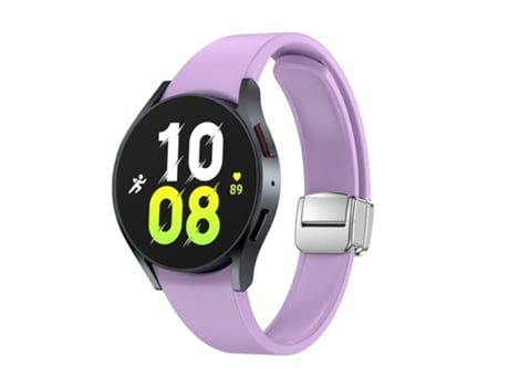 Correa Smartwatch para Samsung Galaxy Watch 6 Silicona con Hebilla Magnética Plegable Plateada (Morado)