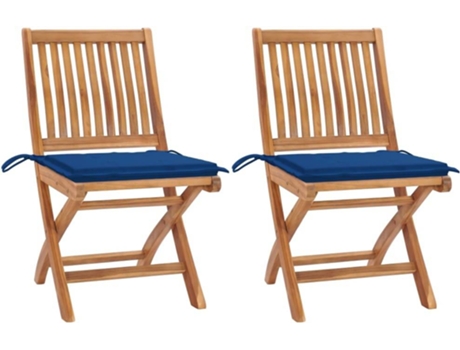 Conjunto 2 Silla de jardín VIDAXL Azul Teca (46.5x58x88 cm)