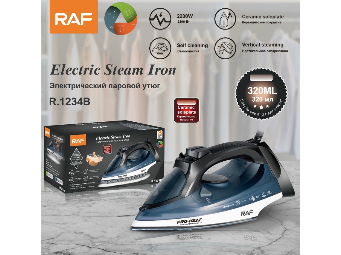 Plancha de vapor doméstica, estándar europeo, de mano o colgante, con cable, para uso en seco y húmedo, 2200 W, Mdug (azul)