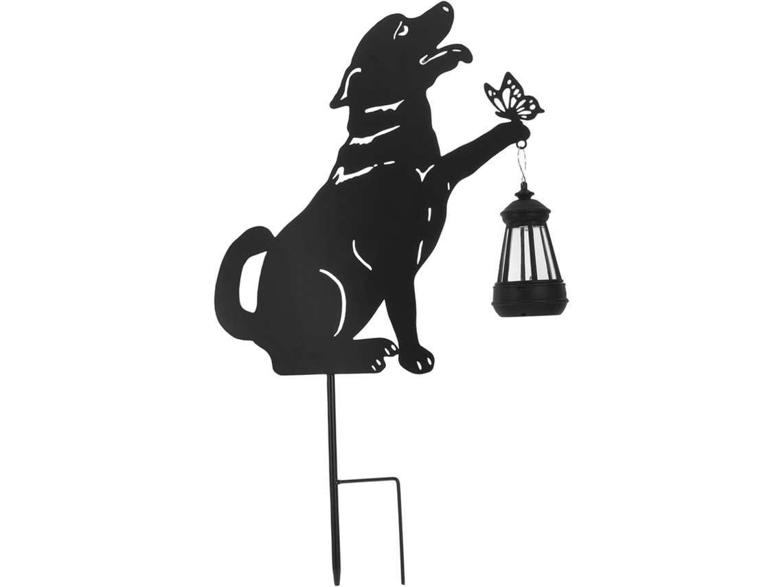 Farol Solar De Jardín Con Forma De Perro, Estatua Decorativa De Metal, Iluminación Led Para Exteriores, Balcón, Césped Y