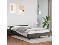 Estructura De Cama Sin Colchón Cuero Sintético Gris 120x190 Cm