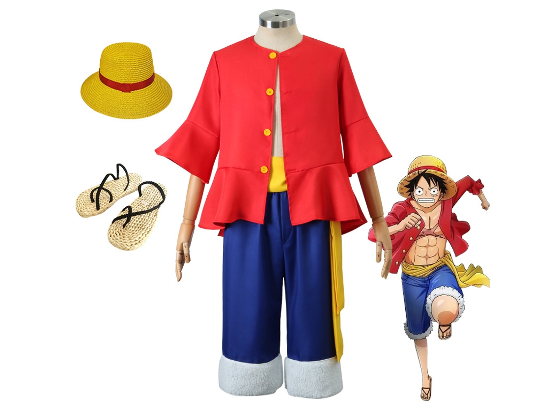 Conjunto completo de sombrero y zapatos para cosplay de One Piece Luffy 110