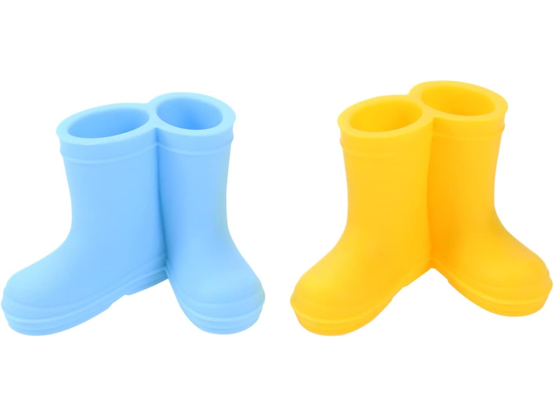 Portacepillos De Silicona Amarillo Botas De Lluvia 2 Piezas Para Niños Higiénico Resistente Al Caída Multiuso
