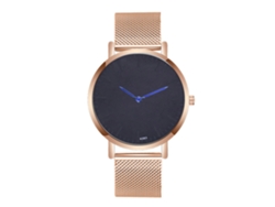 Reloj De Pulsera De Cuarzo Para Hombre Con Brazalete De Acero, Estilo Casual De Negocios, Manecillas Azules, Oro Rosa.