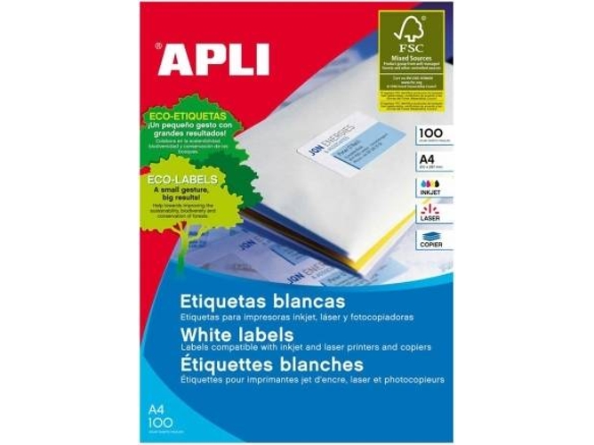 Etiquetas Adhesivas APLI 01285 para Impresoras Inkjet