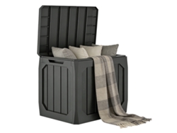 Baúl De Almacenamiento De Plástico Para Jardín, 121 Litros, Con Asas, Impermeable, Negro.