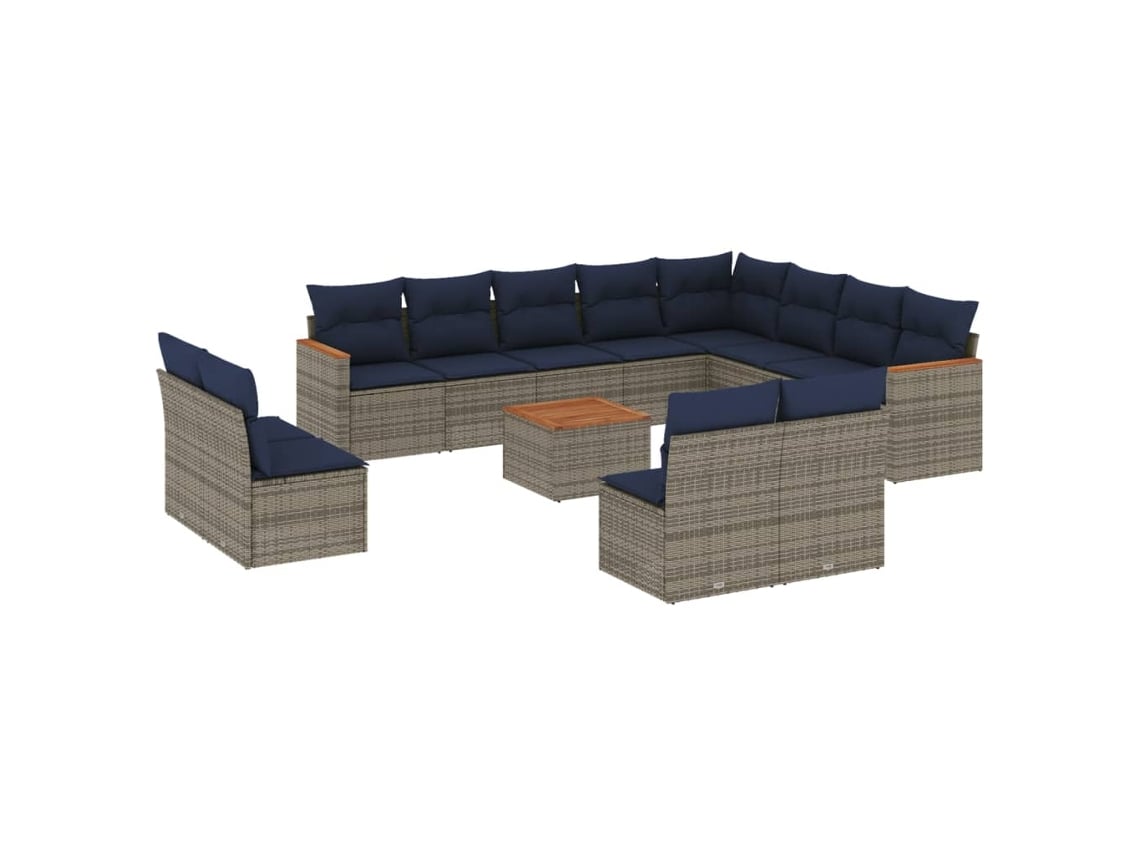 Maison Exclusive - Conjunto De Sofá De Jardín De 13 Piezas Con Cojines, Poliratán Gris