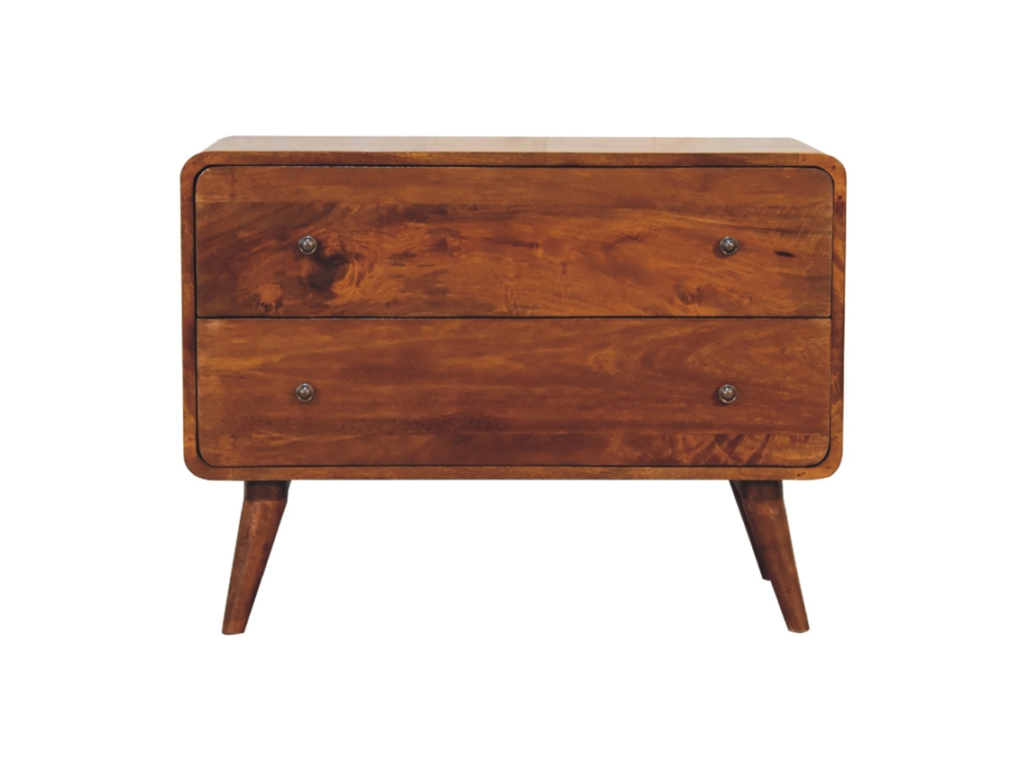 Cómoda curva marrón con 2 cajones - Muebles Artesanos