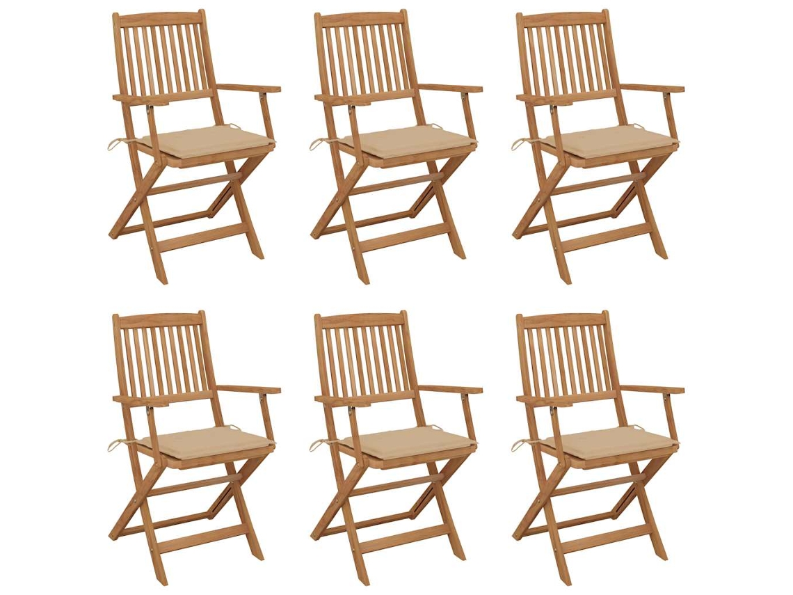 Sillas de jardín plegables de 6 piezas con cojines DKD Home Decor