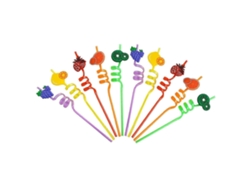 Juego de 10 pajitas creativas de PET con forma de fruta, lavables y reutilizables, 26 x 2 cm Rosewell