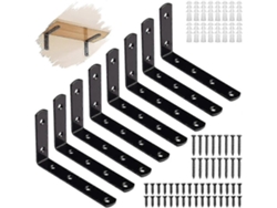 8 Soportes De Estante Negros, Soportes De Metal En L Montados En Pared, Resistentes, Acero Inoxidable, Para Estantes, Cocina, Baño