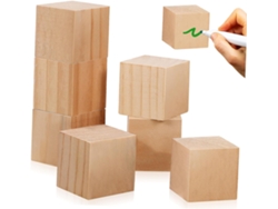 Juego De 10 Cubos De Madera Natural De 5 Cm Para Manualidades, Ideales Para Niños Y Niñas.