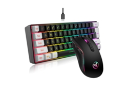 Un Nuevo Combo De Teclado Y Mouse Para Juegos Rgb, 61 Teclas, Esquema De Color Blanco Y Negro, Con Retroiluminación.