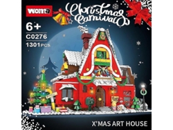 Árbol de Navidad, Papá Noel, reno, calcetín navideño, casa, torre, bloques de construcción, ciudad, casa de invierno, coche de Navidad, juguetes, modelo, regalos, Hengjian