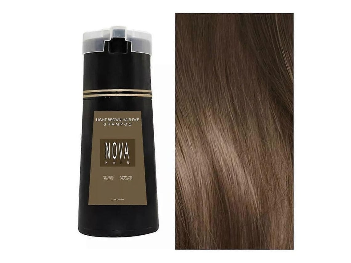 Champú Tinte Instantáneo Para El Cabello Novahair 2024, Castaño Claro, Vegano, Sin Amoníaco.