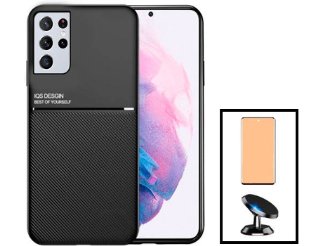 Kit Carcasa Trasera Magnética Anti Choque + Soporte Samsung Galaxy S22 5G Ultra 5G GIFT4ME Negro