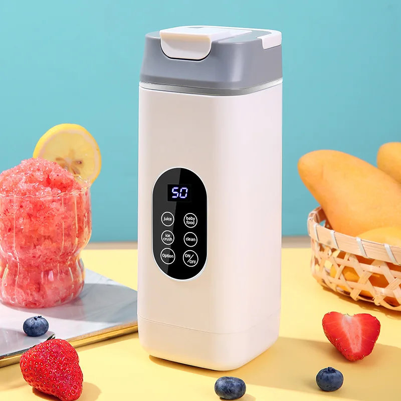 (blanco) Exprimidor De Hielo Inalámbrico, Batidora Eléctrica De 12 Cuchillas, Recargable Por Usb