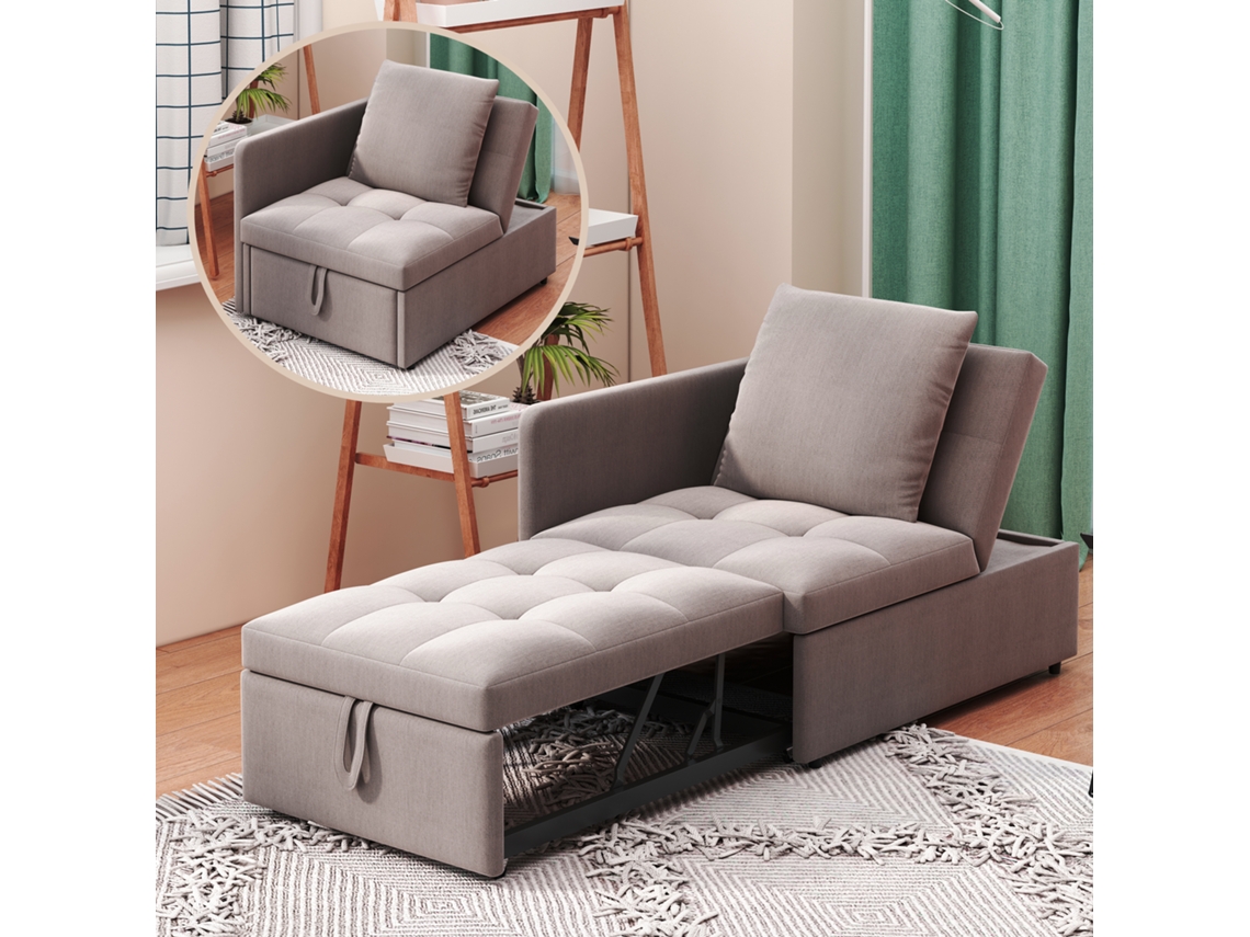 Sofá cama 3 en 1 de lino con respaldo ajustable, ideal para espacios pequeños, estilo gris
