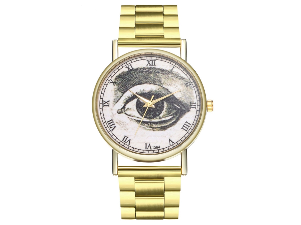 Reloj De Pulsera Unisex Con Números Romanos, Brazalete De Acero Chapado En Oro, Zhoulianfa